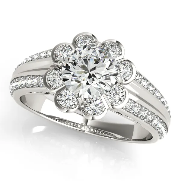 18K White Gold Round Halo Engagement Ring Georgetown Jewelers Wood Dale, IL