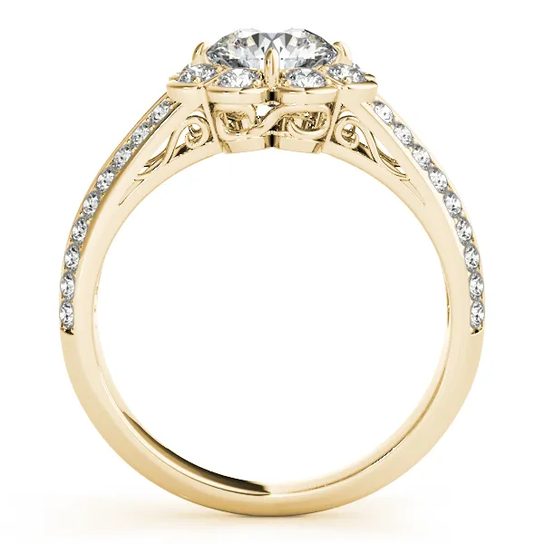 14K Yellow Gold Round Halo Engagement Ring Image 2 Hingham Jewelers Hingham, MA