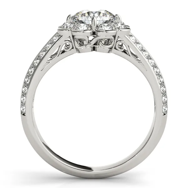 18K White Gold Round Halo Engagement Ring Image 2 Georgetown Jewelers Wood Dale, IL