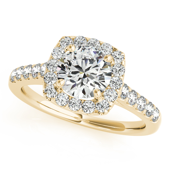 18K Yellow Gold Round Halo Engagement Ring