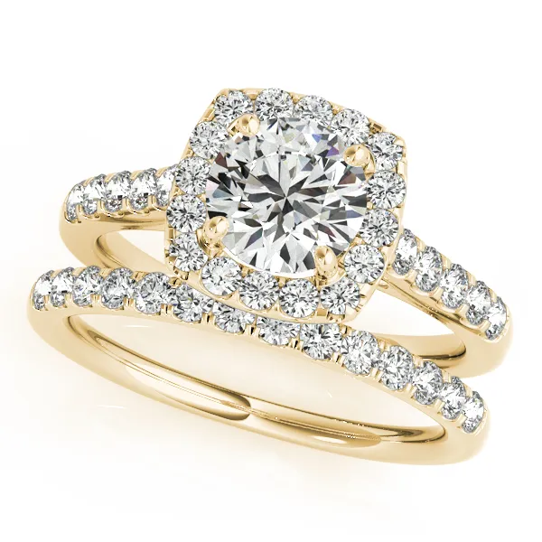 14K Yellow Gold Round Halo Engagement Ring Image 3 West and Company Auburn, NY