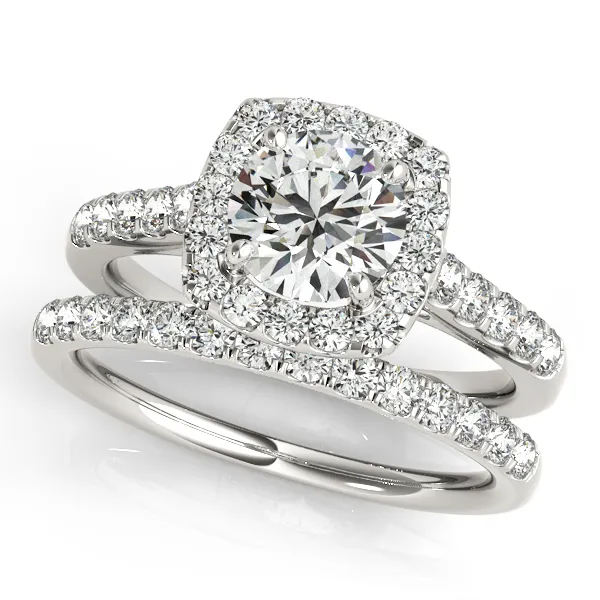 14K White Gold Round Halo Engagement Ring Image 3 West and Company Auburn, NY