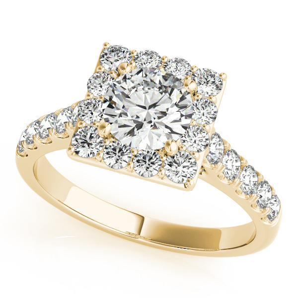 10K Yellow Gold Round Halo Engagement Ring