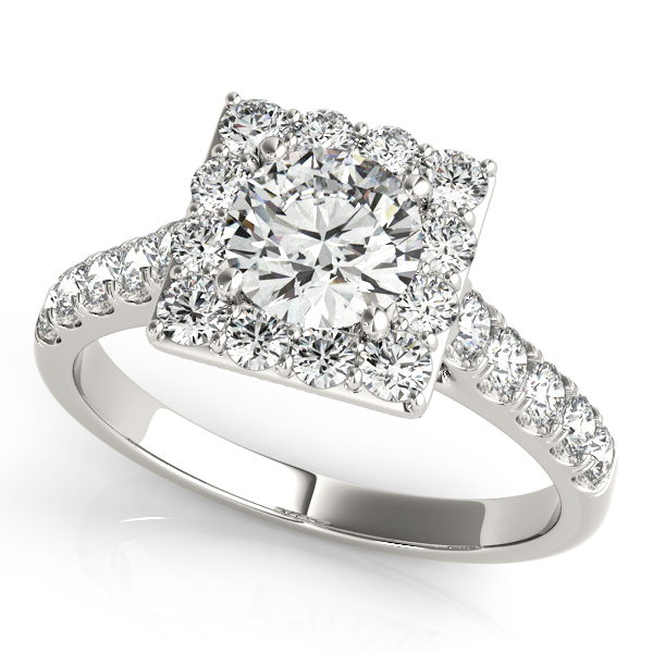 Platinum Round Halo Engagement Ring