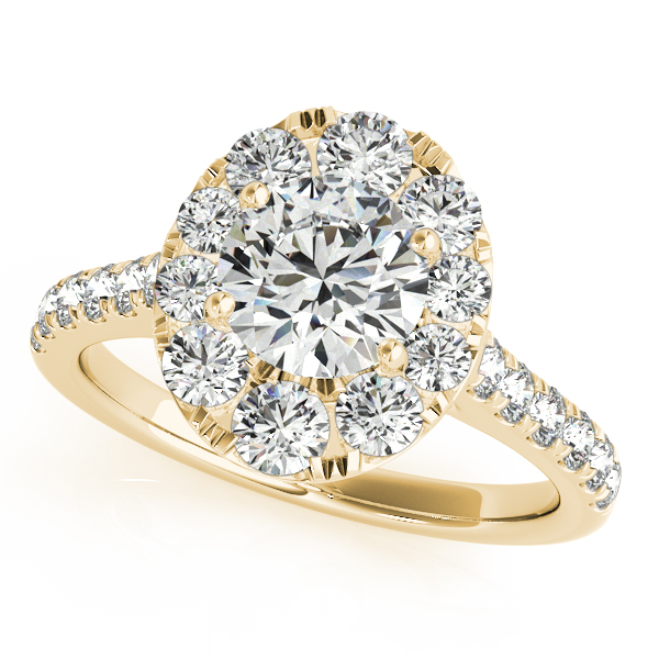 18K Yellow Gold Round Halo Engagement Ring