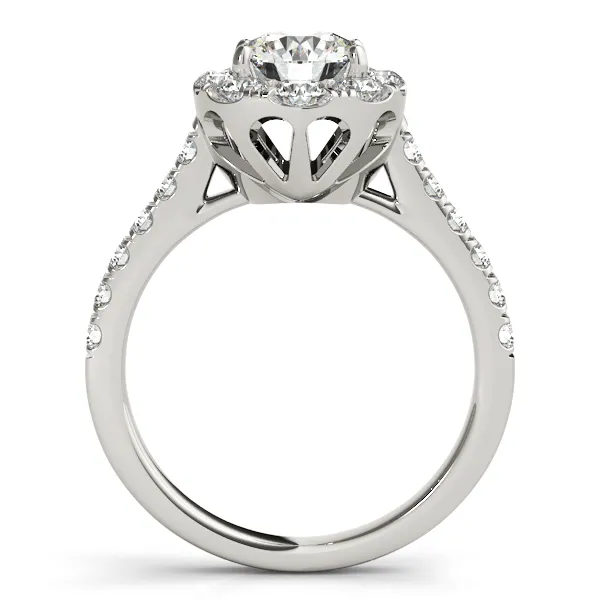 18K White Gold Round Halo Engagement Ring Image 2 Georgetown Jewelers Wood Dale, IL