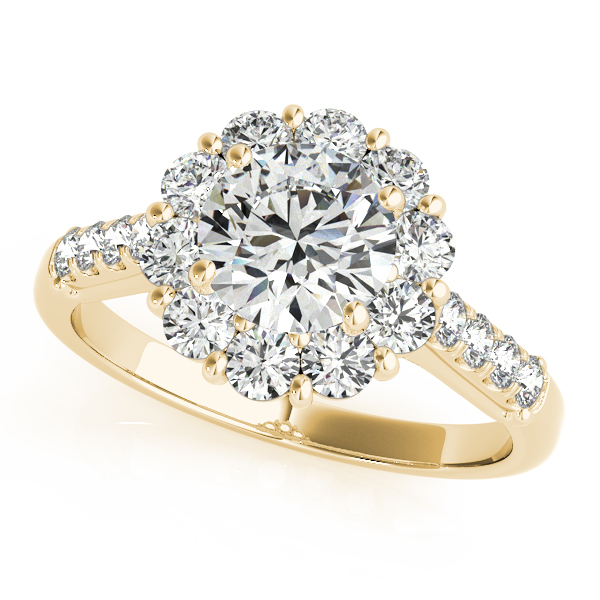 10K Yellow Gold Round Halo Engagement Ring