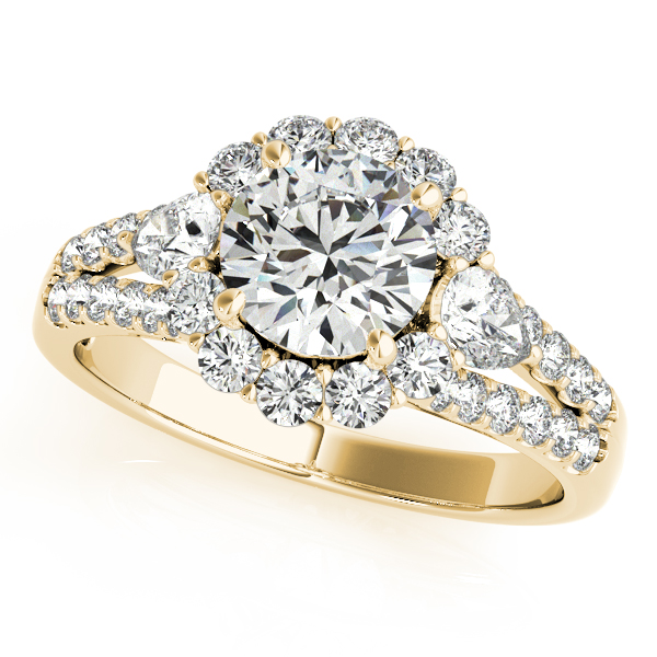 10K Yellow Gold Round Halo Engagement Ring