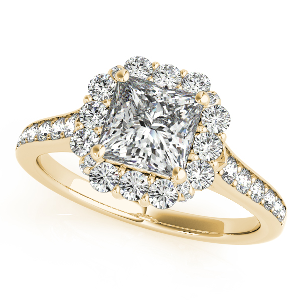 14K Yellow Gold Halo Engagement Ring