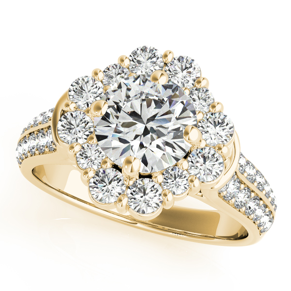10K Yellow Gold Round Halo Engagement Ring