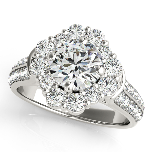 18K White Gold Round Halo Engagement Ring