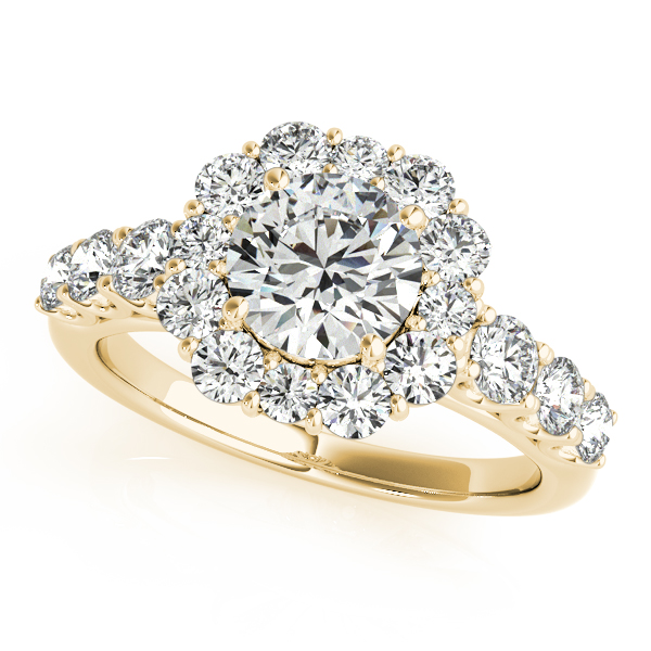 18K Yellow Gold Round Halo Engagement Ring