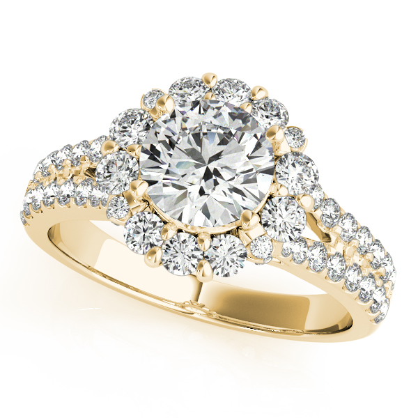 18K Yellow Gold Round Halo Engagement Ring