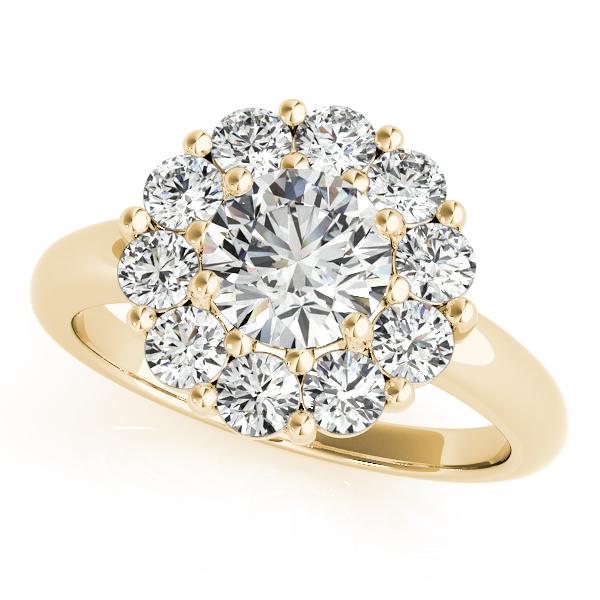 18K Yellow Gold Round Halo Engagement Ring