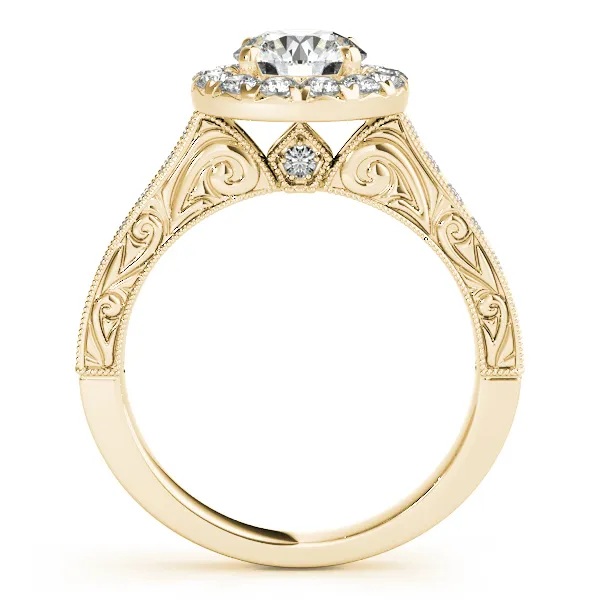 18K Yellow Gold Round Halo Engagement Ring Image 2 West and Company Auburn, NY