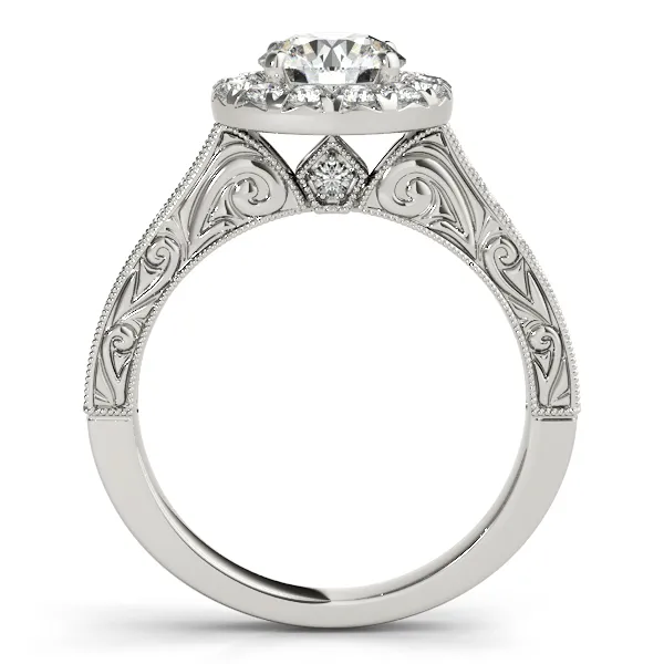 18K White Gold Round Halo Engagement Ring Image 2 West and Company Auburn, NY