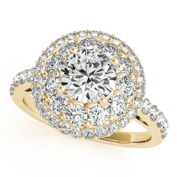 18K Yellow Gold Round Halo Engagement Ring