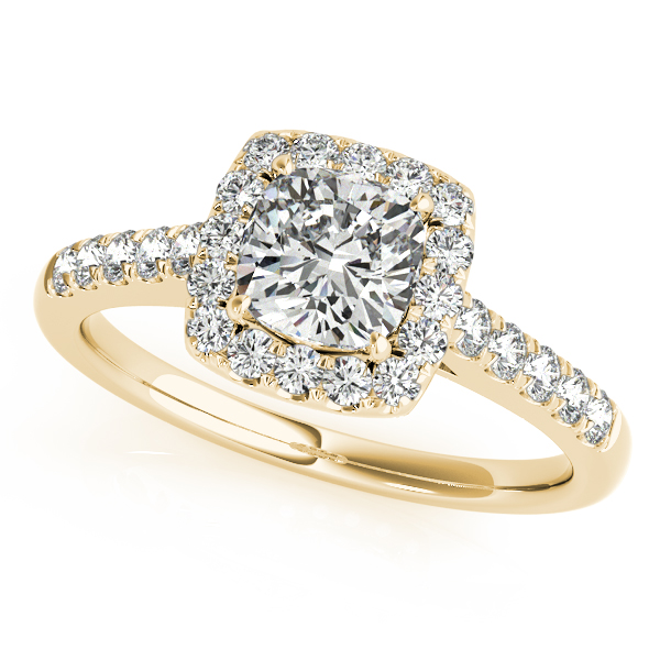 14K Yellow Gold Halo Engagement Ring