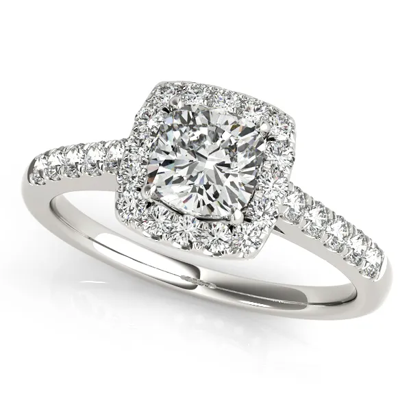 14K White Gold Halo Engagement Ring Hingham Jewelers Hingham, MA