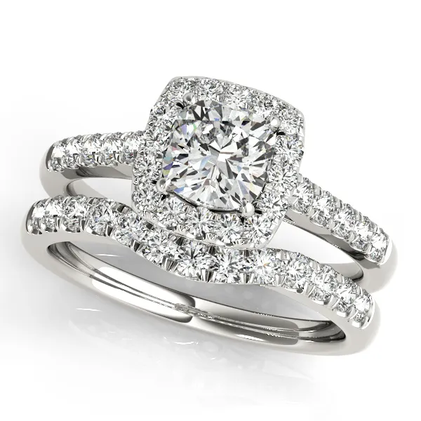 14K White Gold Halo Engagement Ring Image 3 West and Company Auburn, NY