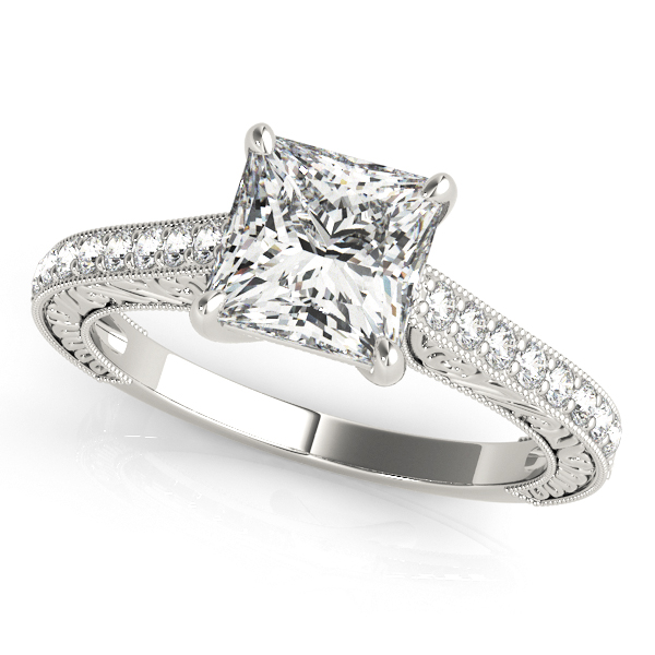 18K White Gold Trellis Engagement Ring