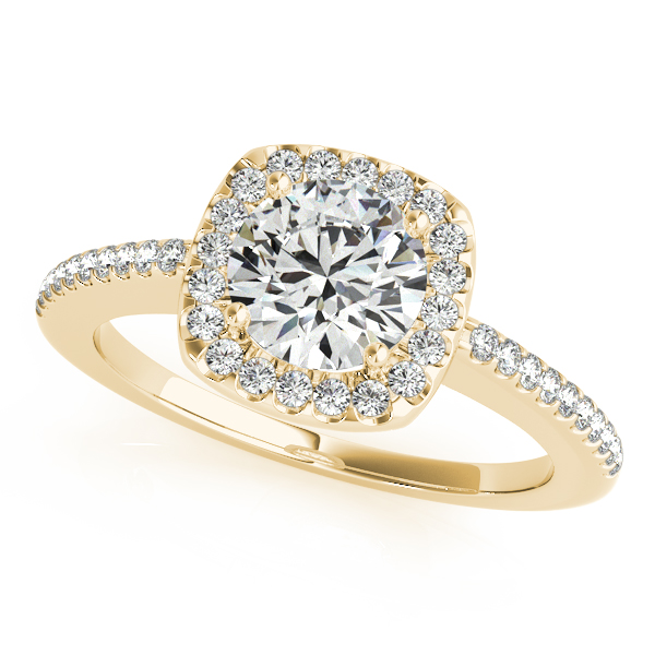 14K Yellow Gold Round Halo Engagement Ring