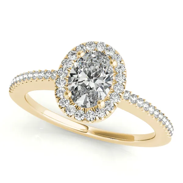 14K Yellow Gold Oval Halo Engagement Ring