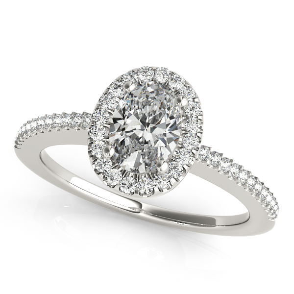 Platinum Oval Halo Engagement Ring