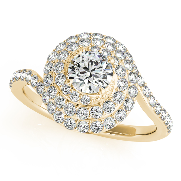 18K Yellow Gold Round Halo Engagement Ring