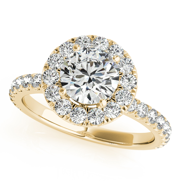 18K Yellow Gold Round Halo Engagement Ring