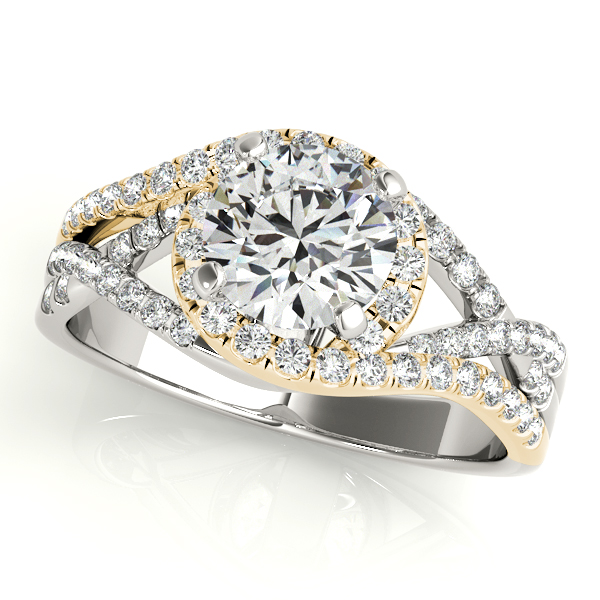 14K Yellow Gold Halo 2-Row Diamond Band