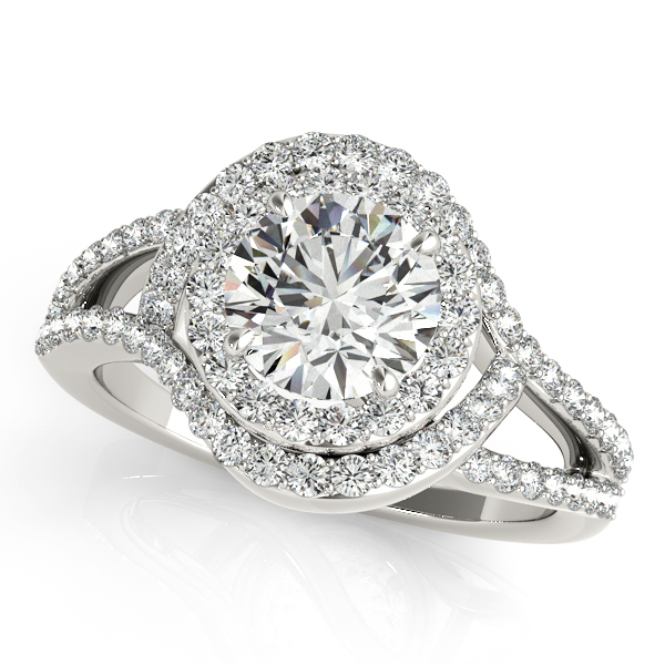 10K White Gold Round Halo Engagement Ring