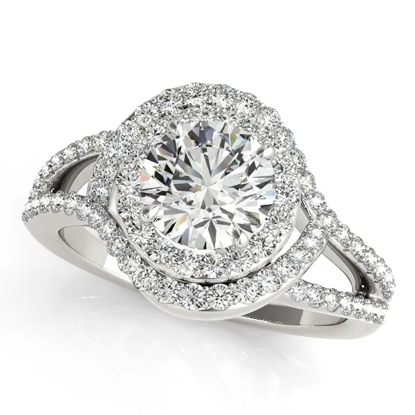 14K White Gold Round Halo Engagement Ring Georgetown Jewelers Wood Dale, IL