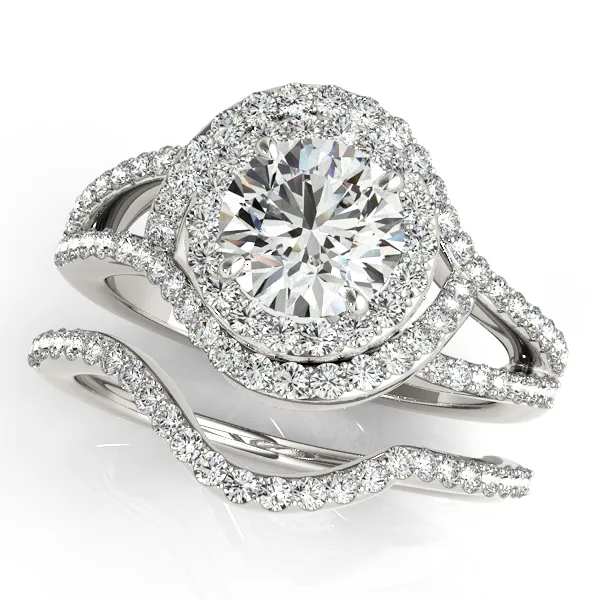 18K White Gold Round Halo Engagement Ring Image 3 West and Company Auburn, NY
