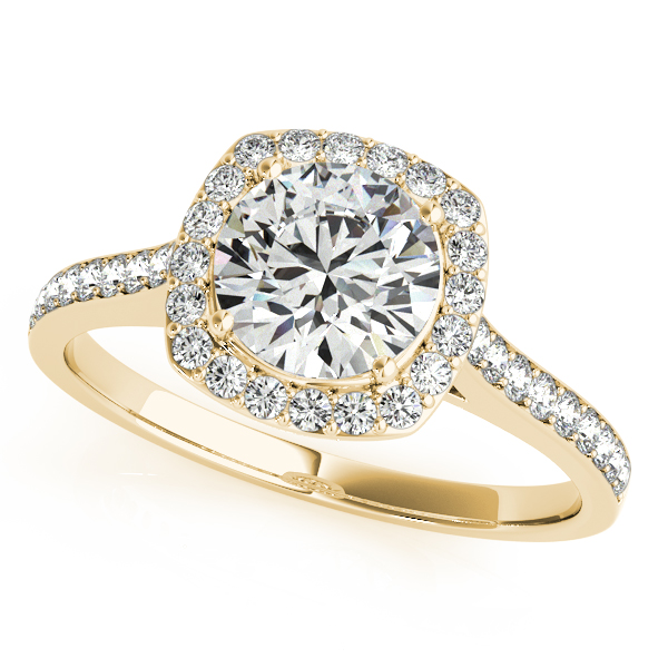 14K Yellow Gold Round Halo Engagement Ring
