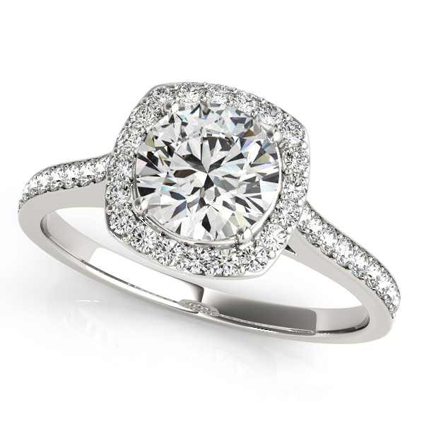 18K White Gold Round Halo Engagement Ring