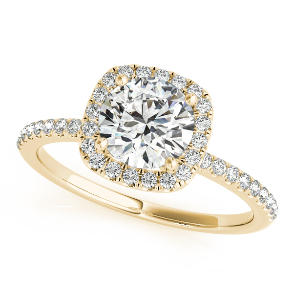 10K Yellow Gold Round Halo Engagement Ring
