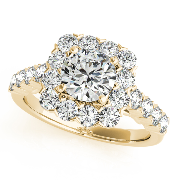 10K Yellow Gold Round Halo Engagement Ring