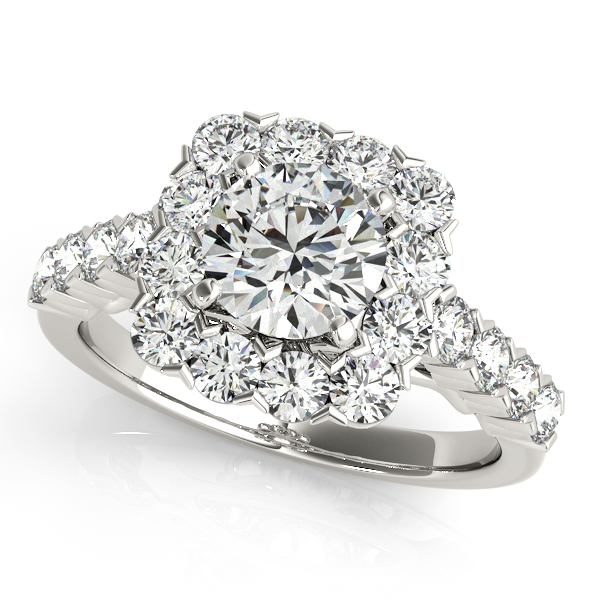 Platinum Round Halo Engagement Ring