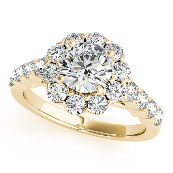 18K Yellow Gold Round Halo Engagement Ring