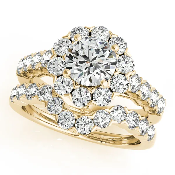 18K Yellow Gold Round Halo Engagement Ring Image 3 West and Company Auburn, NY