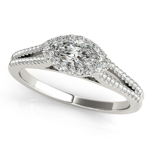 18K White Gold Halo Engagement Ring
