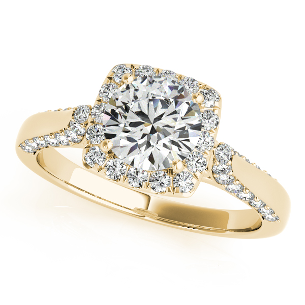 18K Yellow Gold Round Halo Engagement Ring
