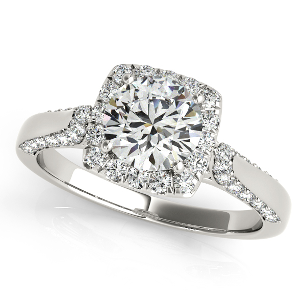 Platinum Round Halo Engagement Ring