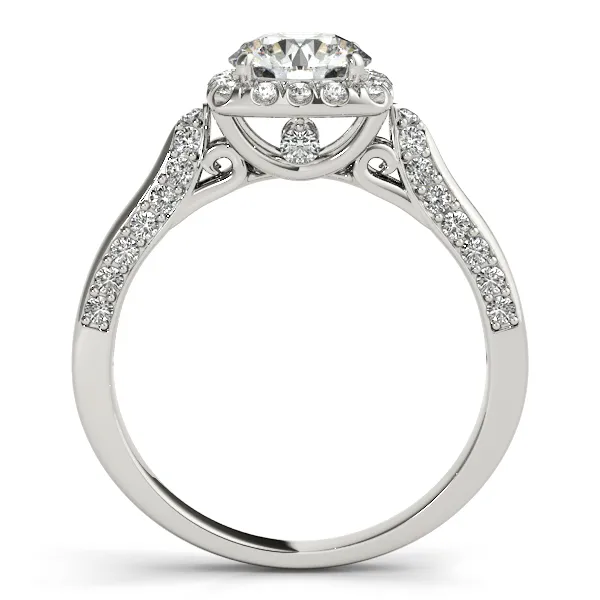 Platinum Round Halo Engagement Ring Image 2 Georgetown Jewelers Wood Dale, IL