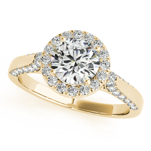 14K Yellow Gold Round Halo Engagement Ring