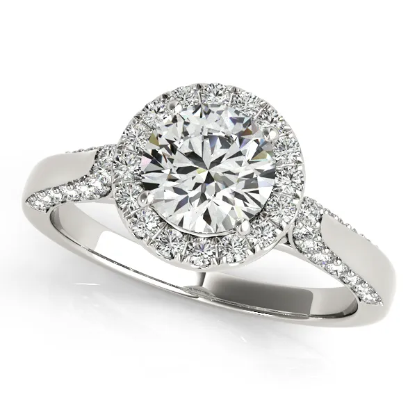 10K White Gold Round Halo Engagement Ring Hingham Jewelers Hingham, MA