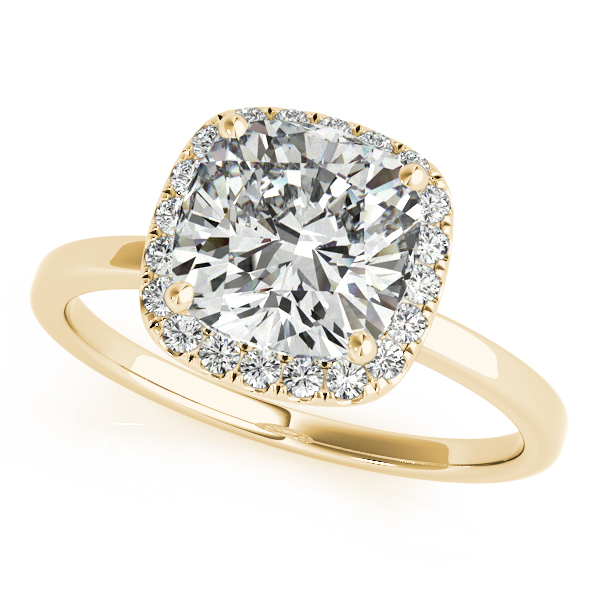 18K Yellow Gold Halo Engagement Ring