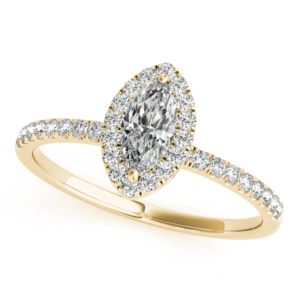 18K Yellow Gold Halo Engagement Ring