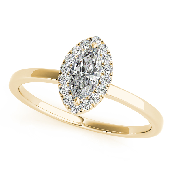 18K Yellow Gold Halo Engagement Ring